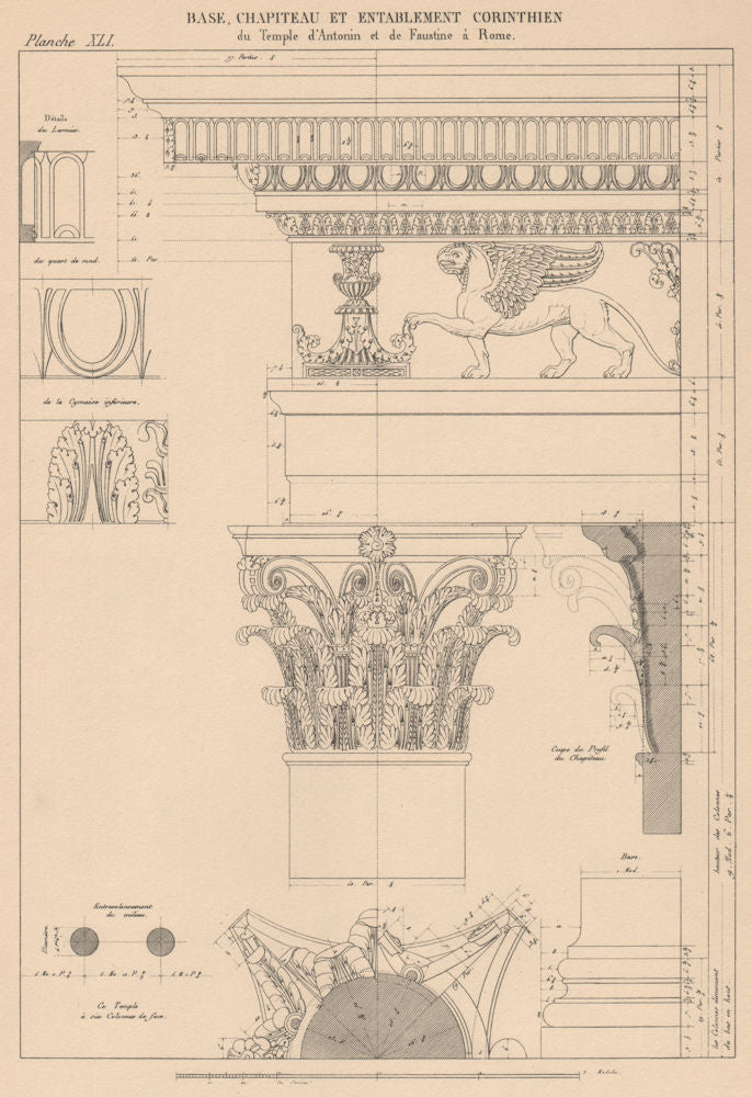 CORINTHIAN ARCHITECTURE. Temple Antoninus Faustinus, Rome. Base Capital 1931